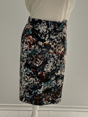 The Limited Abstract Floral Pencil Skirt - Black, Teal, Brown, White